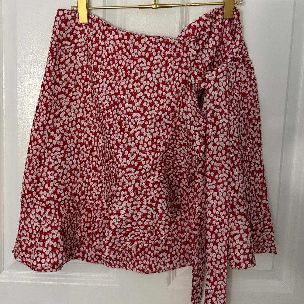 Dreagal- Chic Red Wrap Mini Skirt zippered for Casual Days